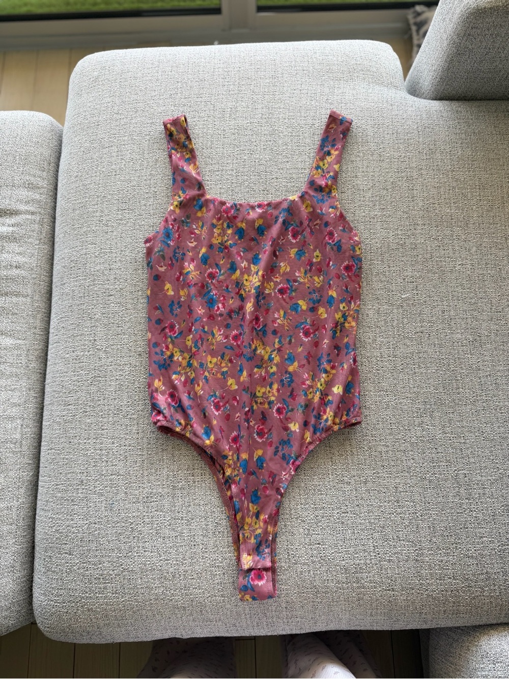 Lulus Floral Print Square Neck Bodysuit Size L